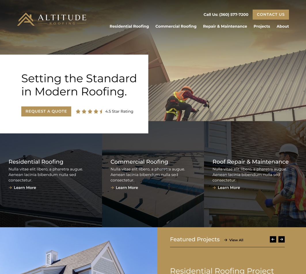 Altitude Roofing website screenshot