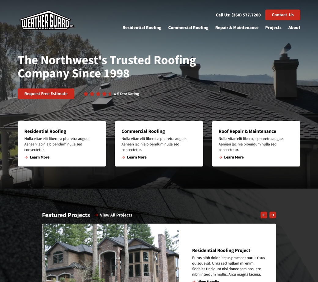 Weather Guard Roofing website screenshot